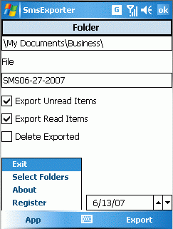 SMS Exporter Screen Shot SMS Exporter Screen Shot